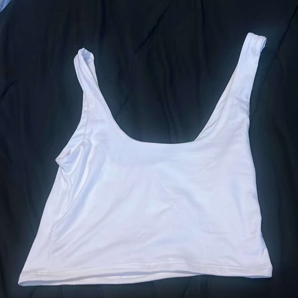 white cropped tank